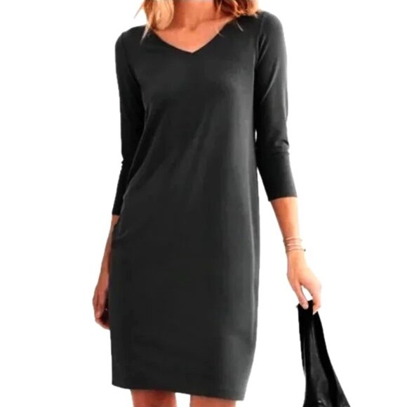 Eileen Fisher | Dresses | Eileen Fisher Viscosejersey Threequartersleeve  Vneck Shift Dress Sz L Nwt | Poshmark